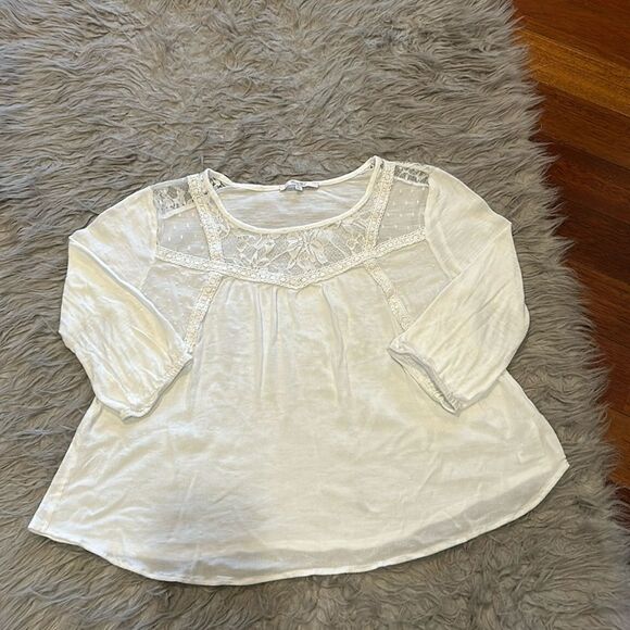 Miss me‎ women’s white lace soft rayon flowy long sleeve shirt - Picture 1 of 7